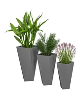 Streamdale Furniture Set of 3 Tall Planters, 28.75", 24.5", 20.5", MgO Indoor Outdoor Planters with Drainage Holes, Stackable Flower Pots for Garden,