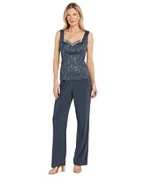 R & M Richards Women's Embellished Jacket, Sleeveless Top and Pants Set