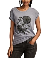 Lucky Brand Women's Beaded Floral Cotton T-Shirt