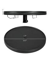23.5" Beach Umbrella Table Tray with Wine Glass Holder, Foldable Towel Rack, Instant Portable Beach Tables for Sand, Swimming Pools, Patio, Garde