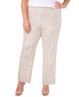 Msk Plus Sequined Mesh Pull-On Palazzo Pants