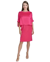 Halston Women's Square-Neck Overlay Sheath Dress