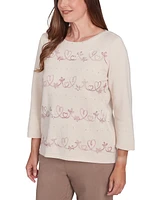 Alfred Dunner Petite Telluride Embellished Hearts Sweater