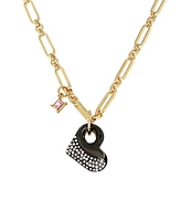 Steve Madden Faux Stone Puffy Heart Pendant Necklace - Crystal/Two