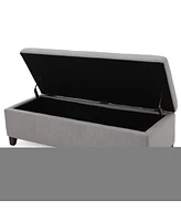 Spacious Storage Ottoman With No Assembly Required In Light Grey