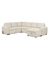 Streamdale Furniture 107.5" U-shaped Sofa Sectional Sofa Pull-out Sofa bed with a Storage Chaise Lounge, Charging Devices for Living Room, Beige