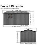 Streamdale Furniture Metal garden sheds 10ftx12ft outdoor storage sheds grey with window