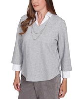 Alfred Dunner Petite Copenhagen Layered-Look Necklace Top