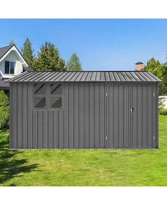 Streamdale Furniture Metal garden sheds 10ftx12ft outdoor storage sheds grey with window