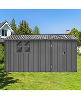 Streamdale Furniture Metal garden sheds 10ftx12ft outdoor storage sheds grey with window