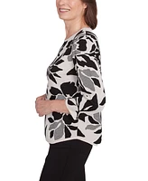 Alfred Dunner Petite Romancing The Stone Floral Jacquard Sweater