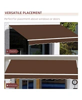 13' x 8' Retractable Awning, Patio Awnings, Sunshade Shelter w/ Manual Crank Handle, Uv & Water-Resistant Fabric and Aluminum Frame for Deck, Balcony,
