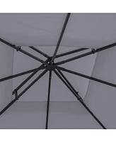 9.8' x 9.8' Gazebo Replacement Canopy, 2-Tier Top Uv Cover for 9.84' x 9.84' Outdoor Gazebo, Dark Gray (Top Only)