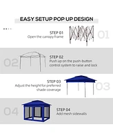 11' x 11' Pop Up Canopy, Outdoor Patio Gazebo Shelter with Removable Zipper Netting
