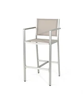 29.50" Barstools With Silver Rust-Proof Aluminum Frame, Grey Mesh, Set Of 2