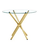 Streamdale Furniture Round clear glass dining table with a unique shape for 4-6 people, with ring