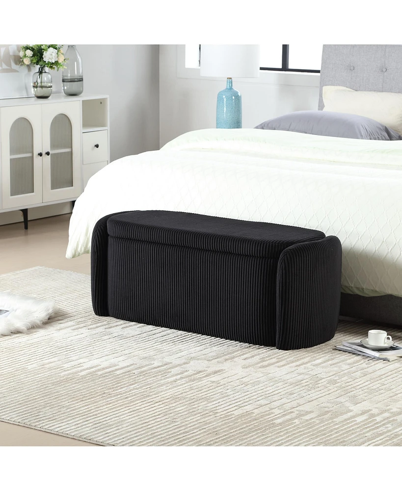 Streamdale Furniture Storage Ottoman, Bedroom End Bench, Upholstered Fabric Storage Ottoman with Safety Hinge, Entryway Padded Footstool