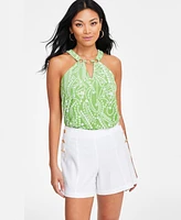 I.n.c. International Concepts Women's Metal-Ring Printed Halter Top, Exclusively at Macy's