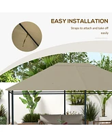 Streamdale Furniture 10' x 13' Gazebo Canopy Replacement, Outdoor Gazebo Cover Top Roof Replacement with Vents and Drain Holes, (Top Cover Only), Khak