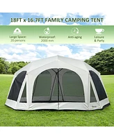 Simplie Fun 20 Person Camping Tent, Outdoor Cabin Tent Tent with 2 Doors, Screen Room, Family Dome Tent for Hiking, Backpacking, Traveling, Easy Set U