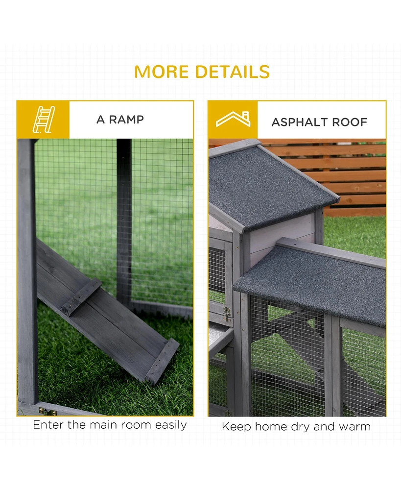 Streamdale Furniture 58" Rabbit Hutch, Wooden Bunny Hutch, Guinea Pig Cage, Small Animal Enclosure with Run Area, Removable Tray, Asphalt Roof, Lockab