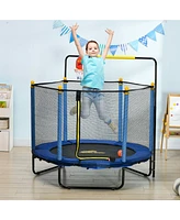 Streamdale Furniture 4.6' Kids Trampoline with Basketball Hoop, Horizontal Bar, 55" Indoor Trampoline with Net, Small Springfree Trampoline Gifts for