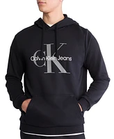 Calvin Klein Men's Long Sleeve Monogram Logo Fleece Pullover Hoodie