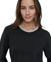 Dkny Jeans Women's Rhinestone Collar Crewneck Sweater