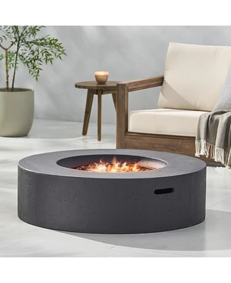 Streamdale Furniture Lightweight Concrete Outdoor Circular Fire Pit, Dark Gray 50,000 Btu (Tank Cover Not Included)