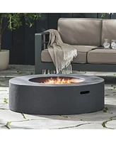 Simplie Fun Lightweight Concrete Outdoor Circular Fire Pit, Dark Gray 50,000 Btu (Tank Cover Not Included)