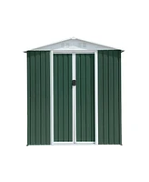 Streamdale Furniture 6FTx4FT Apex Roof Green Outdoor Tool Storage House Garden Shed With Aluminum Alloy Frame And Sliding Door