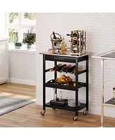 Simplie Fun Kitchen island Cart Rolling Trolley Utility Serving Cart with Stainless Steel Tabletop, Wine Rack & Drawer