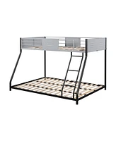 Slickblue Sturdy Metal Twin Over Full Bunk Bed - Ideal Space-Saving Solution for Kids' Rooms