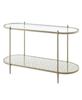 Simplie Fun Zaba Sofa Table, Glass Top & Champagne Finish