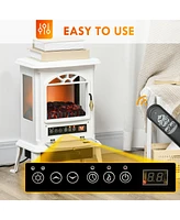 Simplie Fun 23" Electric Infrared Fireplace Stove, Freestanding Fire Place Heater with Realistic Log Flame, Adjustable Temperature, Timer, 1000W/1500W