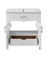 Simplie Fun 30-Inch Bathroom Vanity with Ceramic Sink and Ample Storage - The Perfect Choice for Small Bathrooms