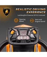 2-in-1 Ride On Push Car for Toddlers 1-3, Licensed Lamborghini Stroller Sliding Car, Push-Along with Under Seat Storage Horn Engine Sound and Steering