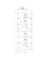Slickblue Corner Curio Display Cabinet with Glass Shelves Mirrored Back Walnut Finish