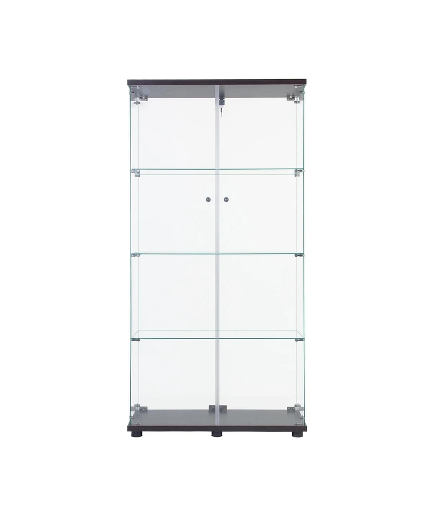 Slickblue Two Door Glass Cabinet Display with 4 Shelves