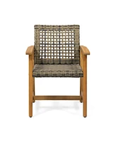 Simplie Fun Hampton Wood And Wicker Dining Chair(Set Of 2)