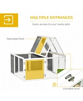 Rabbit Hutch, Wooden Outdoor Bunny Cage with an Openable Foldable Top, Door, Guinea Pig Hutch for Backyard, Garden, fits 1-4 Rabbits, Gray