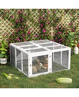 Simplie Fun Rabbit Hutch, Wooden Outdoor Bunny Cage with an Openable Foldable Top, Door, Guinea Pig Hutch for Backyard, Garden, fits 1