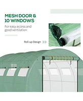 13' x 10' x 6.5' Walk-in Tunnel Greenhouse with 2 Zippered Mesh Doors & 10 Mesh Windows, Upgraded Gardening Plant Hot House with Galvanized Steel Hoop