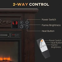 32" Electric Fireplace with Mantel, Freestanding Heater with Led Log Flame, Overheat Protection and Remote Control, 1400W, White
