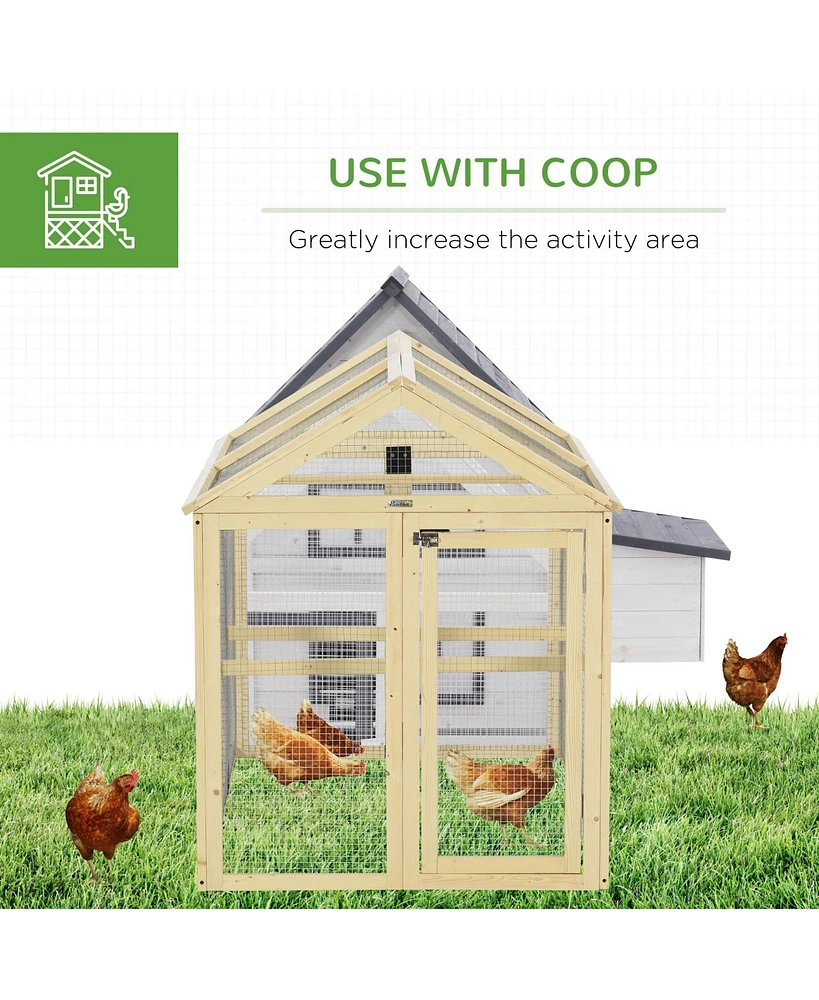 Streamdale Furniture Chicken Run, Wooden Large Chicken Coop, Combinable Design with Perches & Doors for Outdoor, Backyard, Farm, 4.6' x 2.8