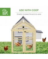 Simplie Fun Chicken Run, Wooden Large Chicken Coop, Combinable Design with Perches & Doors for Outdoor, Backyard, Farm, 4.6' x 2.8