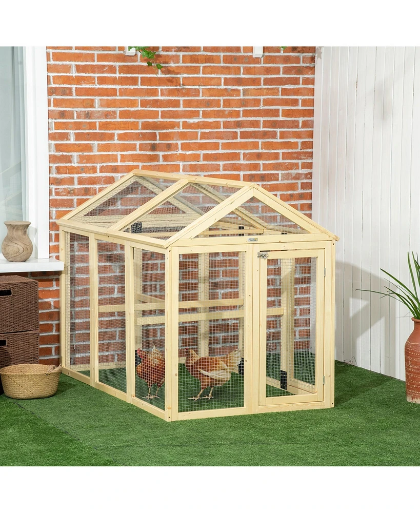 Streamdale Furniture Chicken Run, Wooden Large Chicken Coop, Combinable Design with Perches & Doors for Outdoor, Backyard, Farm, 4.6' x 2.8
