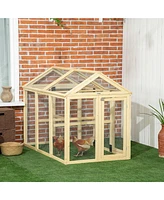 Simplie Fun Chicken Run, Wooden Large Chicken Coop, Combinable Design with Perches & Doors for Outdoor, Backyard, Farm, 4.6' x 2.8