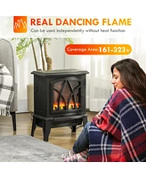 Simplie Fun Electric Fireplace Stove, 18" Freestanding Fireplace Heater with Realistic Flame, Overheating Protection, Portable, 750W/1500W, Black