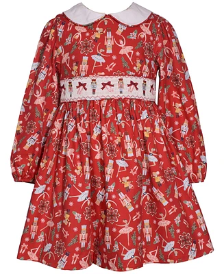 Bonnie Jean Toddler Girls Nutcracker Print Dress